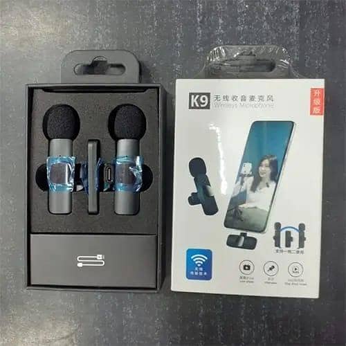 Original K9 Dual Wireless Microphone 2 Mic 3 in 1 Connector Kit for iPhone (iOS), Type C, & Micro USB Devices | K9 Collar Mic for YouTube, Vlogging, Live Streaming, Video Recording | Plug & Play, Noise Reduction