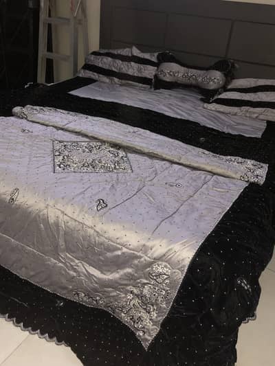 Black and silver barat bedsheet available for sell | king size sheet