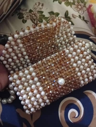 Handmade crystal and pearl beaded clutch Elegant party and wedding pur