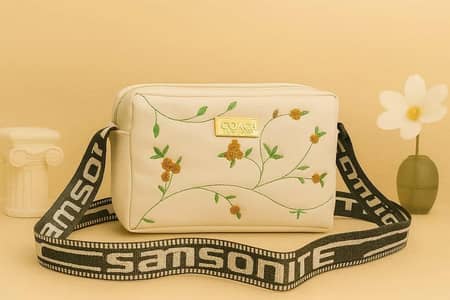 Women's handbag with Floral embroidery and Strap