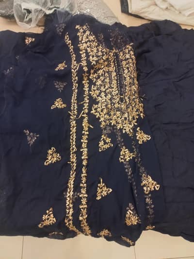 New 3pece dress in dark blue for wedding.
