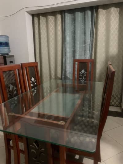 Dining table with six chairs