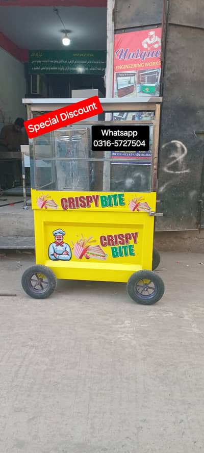 Crispy Bite Food Cart For Sale – Stainless Steel