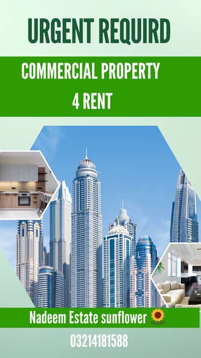 Commercial OFFICE 900 sqf with 3 room facing park canall road available for rent