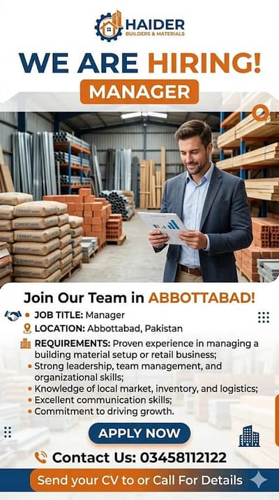 Need a manager in Abbottabad