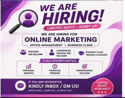 OFFICE WORK AND PART TIME WORKS AVAILABLE FOR MALES AND FEMALES