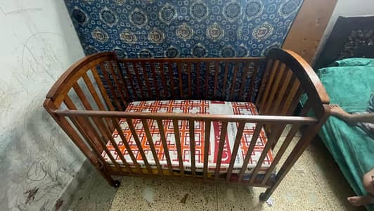 Wodden junior bed / Crib with mattress - Good Condiition