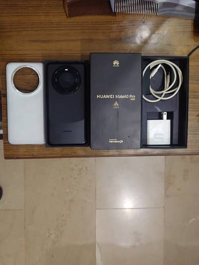 Huawei Mate 60 Pro box and charger and cover ha