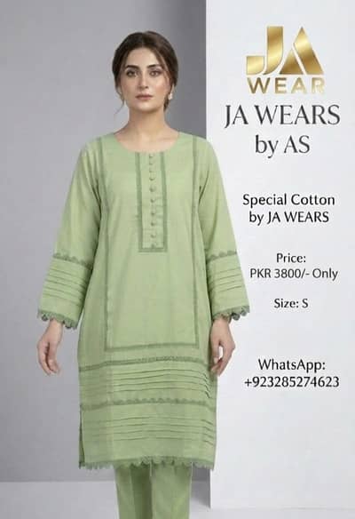  Women's Cotton Kurti by JA WEARS | Size S | PKR 3800