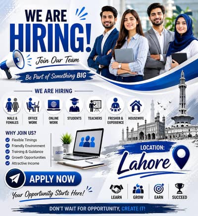 we are hiring male and female for work