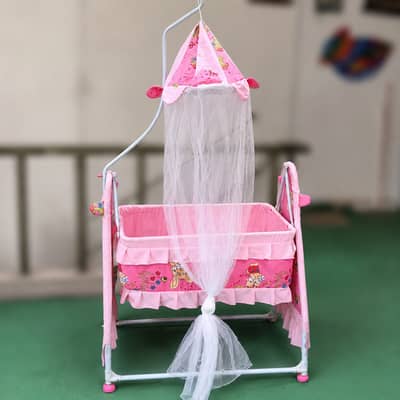 Baby Cradle / Jhoola with Mosquito Net – Pink Color – Excellent Condit