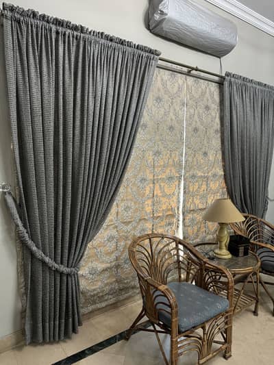 Gray Luxury Curtainsin excellent condition with blinds
