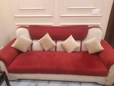 Sale 6 Seater Sofa Set Mahroon & Skin Colour Good Condition