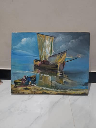 Artistic Ocean & Fishing Boat Oil Painting - Perfect for Home Decor