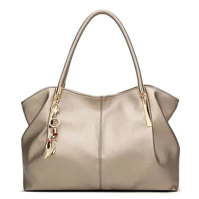 Leather Tote Bag – Gold Charm Detail | Elegant Work & Casual B