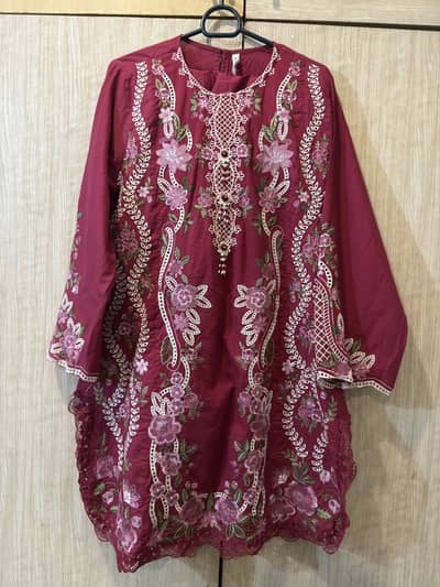Ethnc Embroidered 2 piece (Shirt+ Farshi Shalwar)