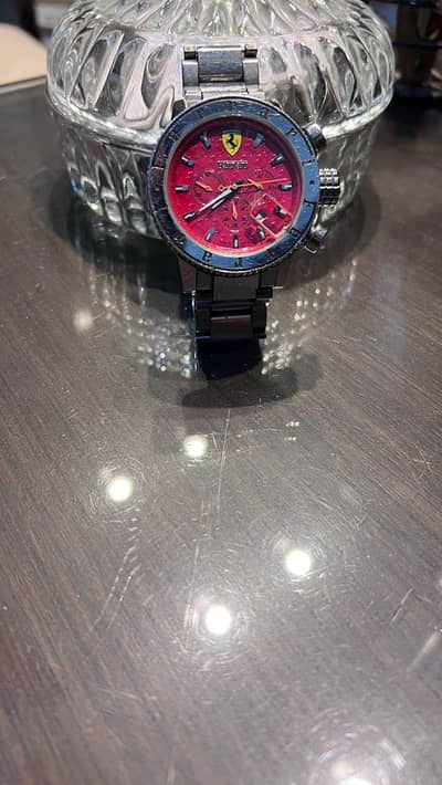 Ferrari Style Red Dial Chronograph Watch – Stainless Steel