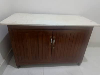 iron table wooden