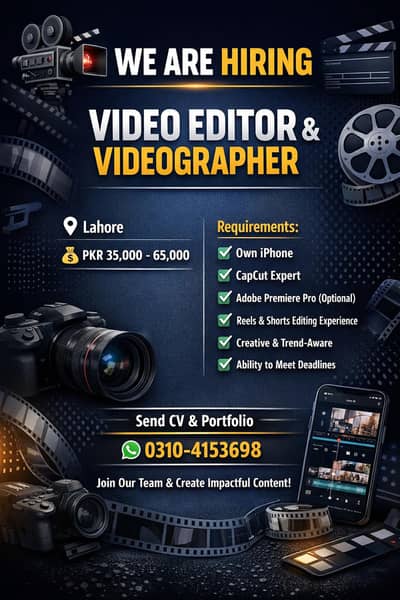 Hiring Videographer & Videoeditor For Reels