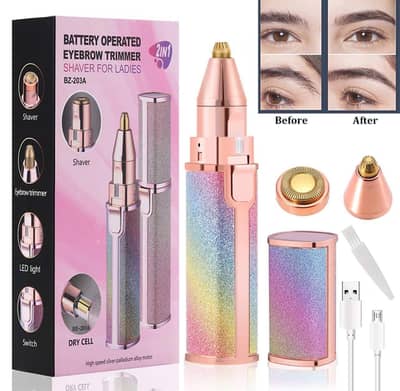 2-in-1 Rechargeable Eyebrow Trimmer & Facial Hair Remover for Women