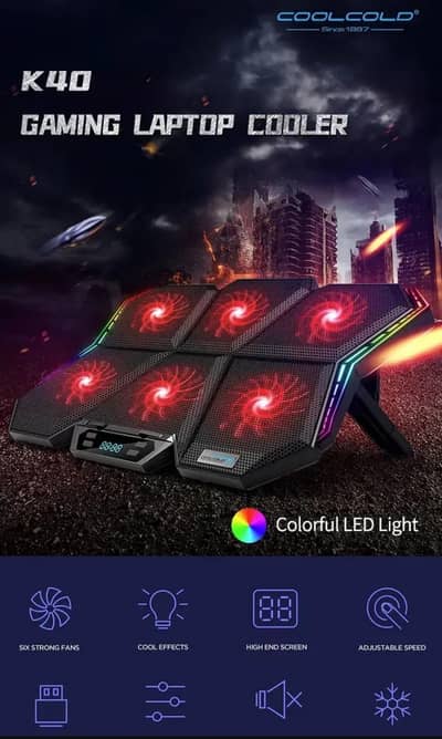 COOLCOLD 06 FANS +3000RPM ADJUSTABLE LAPTOP COOLING STAND UPTO 17 INCH