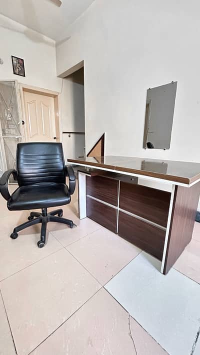 Pure Wooden Office Study Table with Drawer + Swivel Chair – Combo Deal