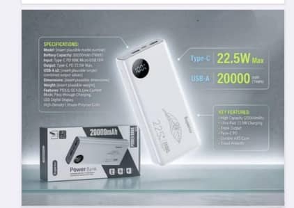 PREMIUM ELECTRONICS - 20000mAh High-Capacity Fast Charging Power Bank