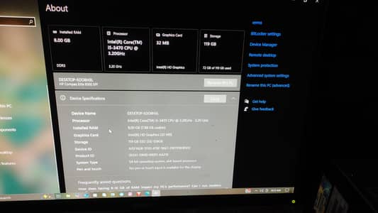 Core i5 3rd gen 8gb ram 128 gb ssd with 20 inch moniter and mouse