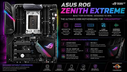 amd threadripper 2990wx 32 cores Asus rog zenith extreme x399