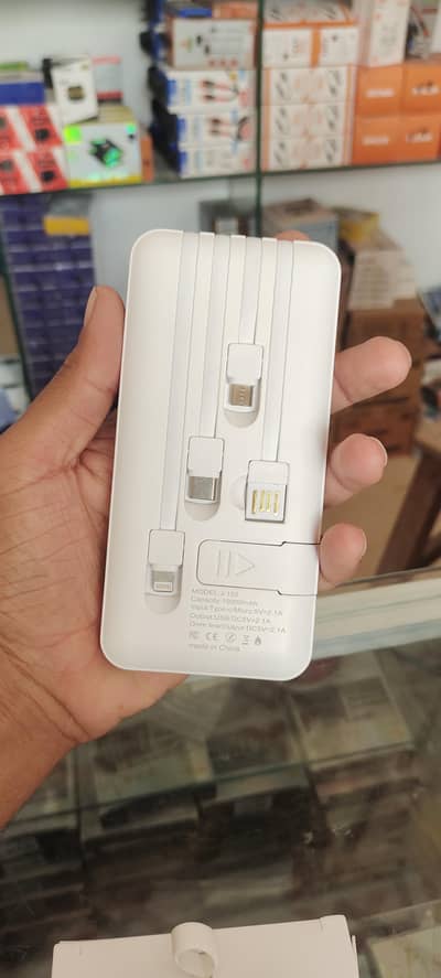Portable 10,000 mAh Power Bank with Built-in Cables & Digital Display