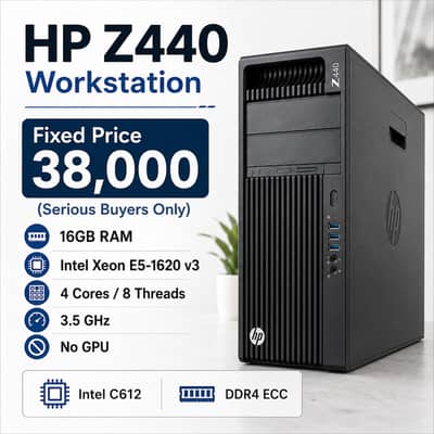 HP Z440 Workstation Xeon E5 16GB RAM DDR4 ECC No GPU Fixed Price Lahor