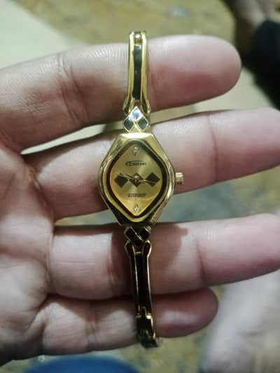Crescent watch urgent sale Gold plated