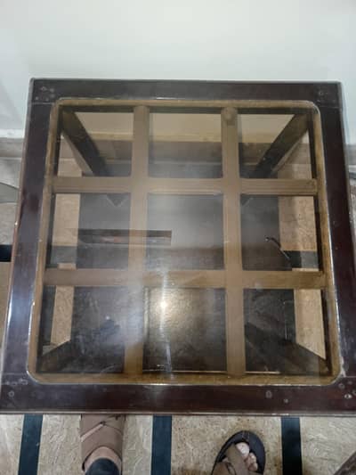 wooden glass side and center table