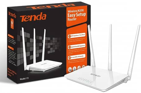 Tenda F3 New Box Packed Router -Tenda F3 300Mbps 3 Antenna Wireless Ro