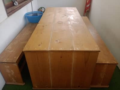 Yellow Wooden Dining + Snacks Table