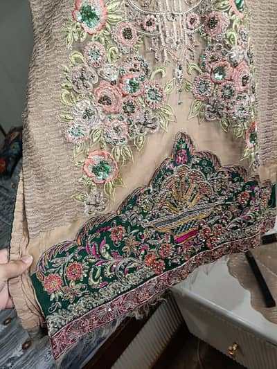full embroidered organza suit with net duppatta