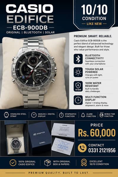 Casio Edifice/ECB 900DB/Original Casio Watch/Bluetooth Watch/Watch
