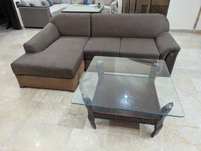 L SHAPE GOLDEN SOFAA. + table combo.