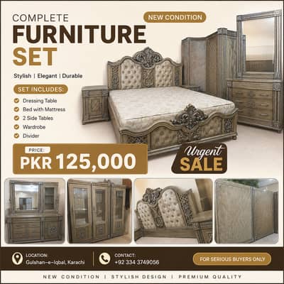 Bed Set - Furniture Set - Wooden Bed - Complete Set - Bedroom Set