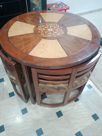 Wooden Dining Table Set with 4 Chairs