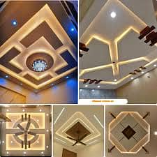 PVC wallpanel-Gypsum ceiling-Media wall-Tv unite-Pop ceiling-Wood work