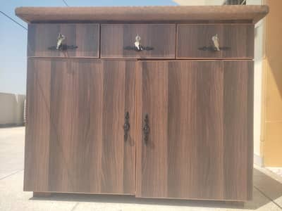 Custom Made Storage Cabinet | 3 Lockable Drawers | Walnut Finish