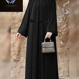 New Arrival Layered Sleeves Ladies Abaya with Belt