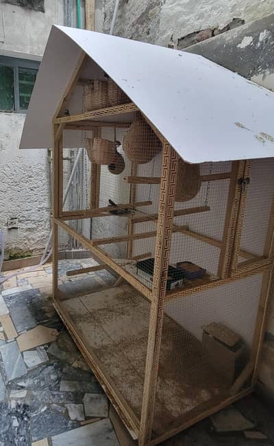 6x4x2.5 Ft Heavy Duty Wooden Bird Cage / Aviary with PVC Roof & Floor