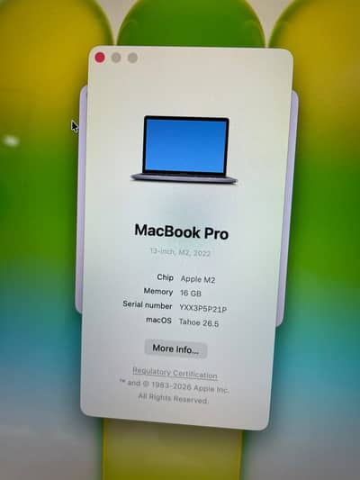 Macbook pro M2 2022 16gbRam/256gbssd