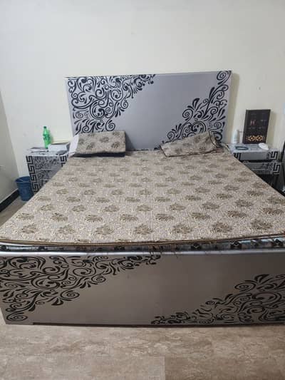 double bed and cupboard