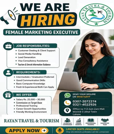 Required Female Marketing Executive