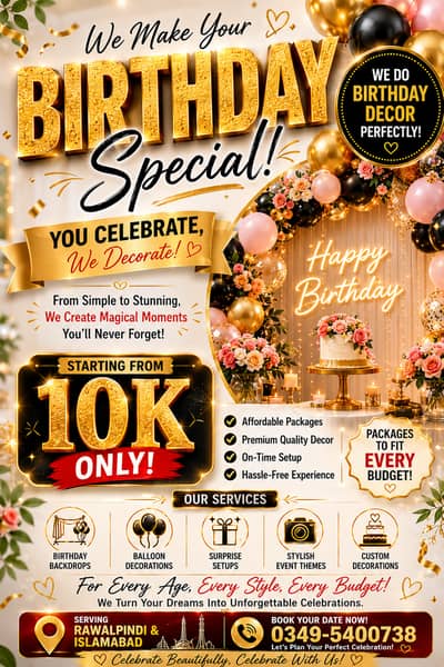 Birthday Decoration Services in Rawalpindi & Islamabad