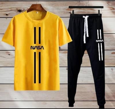 Men Dri Fit NASA Printed Track Suit Yellow Black