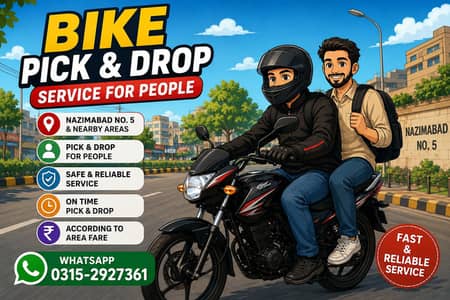 bike pick and drop service for people | nazimabad no. 5 | WhatsApp no